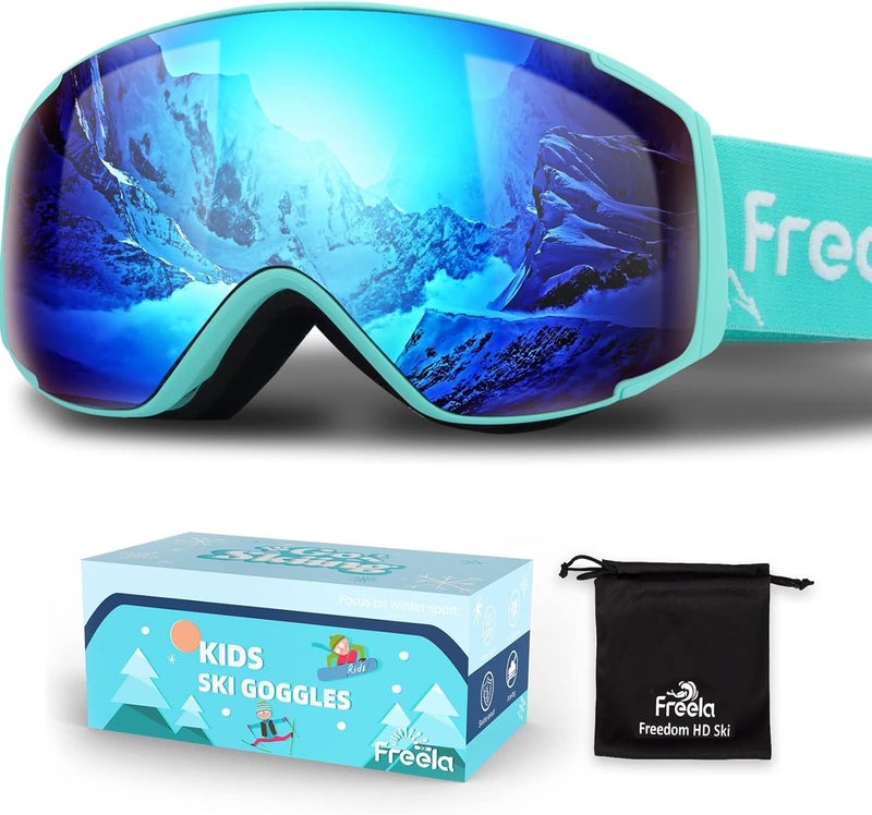 Freela Kids Ski Snowboard Goggles for Toddler(3-14) Youth Anti Fog Anti UV Goggles Girls Boys Snow Skiing Equipment - Image 1